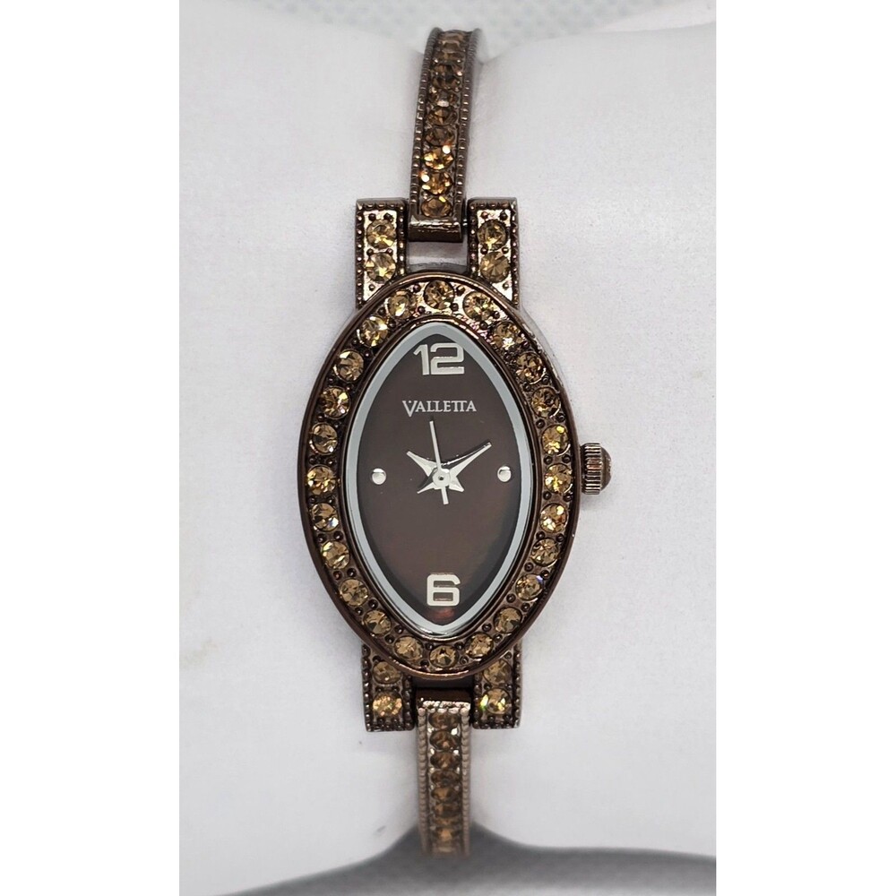 Women's Valletta Casual Fancy Sparkly Brown Metallic Case Bracelet Watch 11